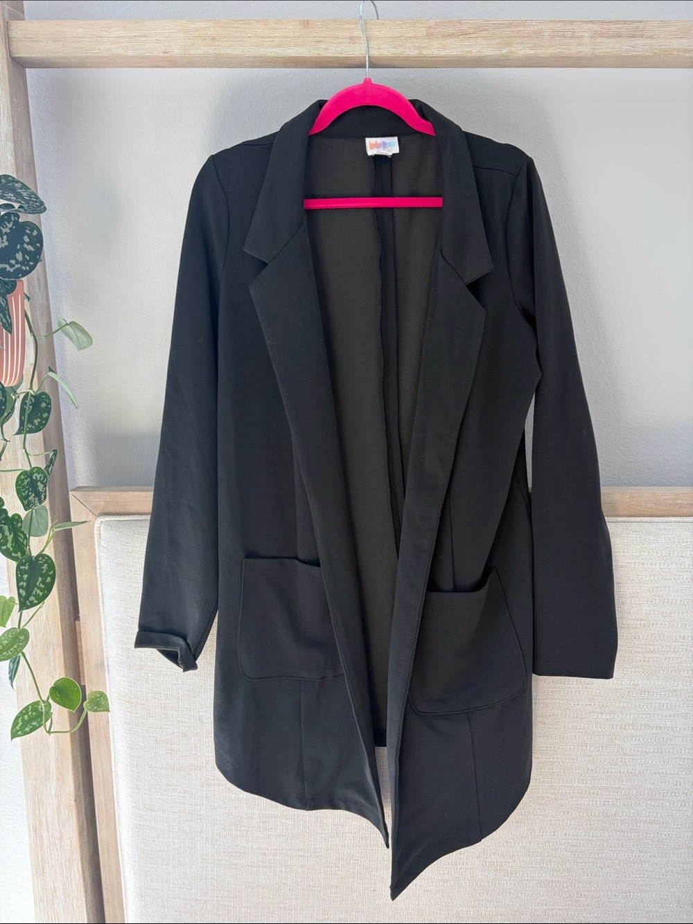 LuLaRoe Black Open-Front Blazer with Patch Pockets